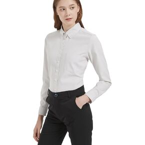 MGWDT Button Down Shirt Women Long Sleeve Blouse Oxford Shirt Classic-Fit Cotton Tops Wrinkle Resistant (2XS-3XL)