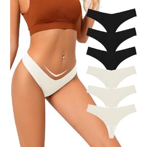 Seamless Thongs for Women V-Shaped No Show Panties Soft Comfortable Breathable Workout Underwear Multiple Pack