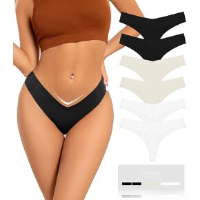 Seamless Thongs for Women V-Shaped No Show Panties Soft Comfortable Breathable Workout Underwear Multiple Pack in Kuwait