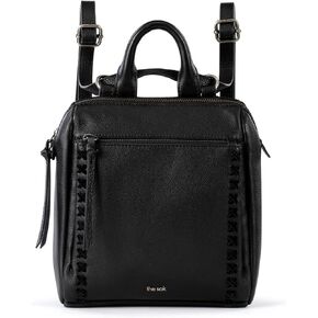 The Sak Loyola Mini Backpack in Leather, Convertible Design with Adjustable Strap, Tobacco Floral Embosseed
