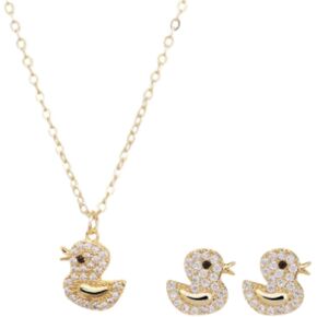 Duck Jewelry Set 18K Gold Plated Necklace and Earrings