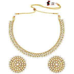 Aheli Bollywood Fashion Faux Stone Wedding Necklace Big Earrings Indian Fashion Jewelry Set Gift for Women