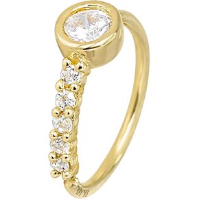 Jewelry Avalanche 20G 14K Yellow Gold Bezel Set CZ Nose Hoop Ring Twist-open 5/16"(8mm) Nose Ring, Unisex, Diamond Simulated Stones 14KNH1BZ5P-CZYG