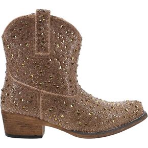 ROPER Womens Shay Jewells Ankle Rhinestone Snip Toe Casual Boots Ankle Low Heel 1-2" - Brown