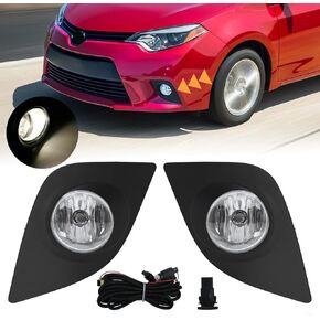 YLT AUTO Fit 2014 2015 2016 For Toyota Corolla L LE Front Bumper Running Fog Light Replacement Kit Clear Lens with Pair of Bulbs and Switch Wiring (Driver Side and Passenger Side) in Kuwait