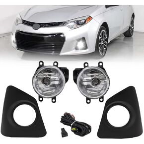 YLT AUTO Fit 2014 2015 2016 For Toyota Corolla L LE Front Bumper Running Fog Light Replacement Kit Clear Lens with Pair of Bulbs and Switch Wiring (Driver Side and Passenger Side)