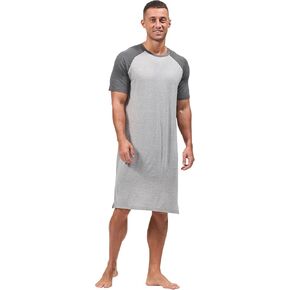 Mens Nightshirt Pajamas Short Sleeve Nightgown Sleepwear Big&Tall Sleep Shirts