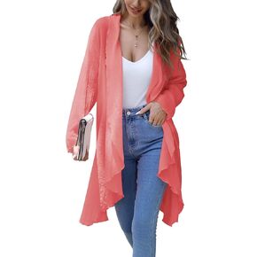 Summer Cardigans for Women Lightweight Long Cardigan Open Front Casual Loose Cover Ups
