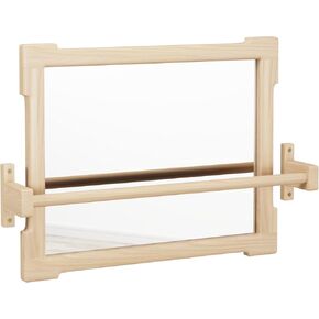 Montessori Based Small Mirror with Short Wooden Pull up bar, Gift for Kids Baby Registry Item