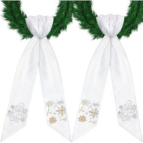 2 قطعة وشاح إكليل الشتاء للباب الأمامي دعها إكليل الثلج وشاح من الساتان لإكليل التطريز حرف واحد فقط إكليل وشاح إكسسوارات ساحة الحفلات مدخل الجدار الداخلي والخارجي in Kuwait