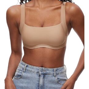 Square Neck Seamless Bralette Wireless Bra for Women No Show Push up Bra with Padding Lift Scoop Neck Bra
