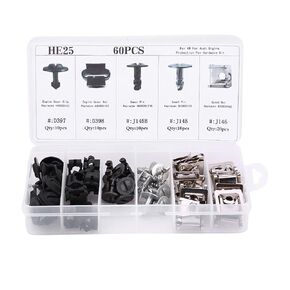 Acouto Splash Hardware for, Engine Undertray Cover Clips Bottom Screw Bolt Kit for Audi 60pcs 5 Types Car Engine Undertray Fixing Kit Splash Hardware Kit