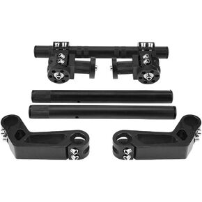 Qiilu 7/8" Motorcycle Handlebar Adjustable Steering Handle Bar Set Kit System 22mm Fit for most of Motorcycle Pit Bike Dirt Bike (Black)