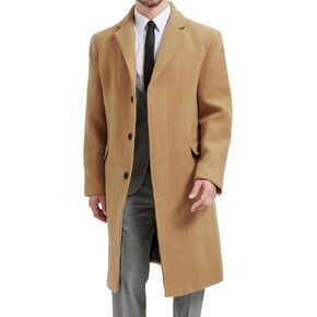 Mens Camel Overcoat Wool & Cashmere Covert Warm Winter Bond Coat Fully Lined