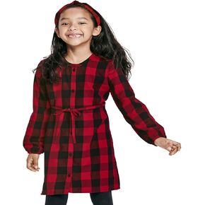 The Children's Place Girls Long Sleeve Buffalo Plaid Woven Shirt Dress