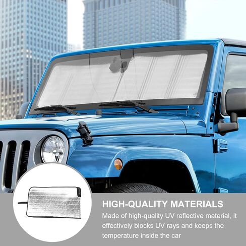 Jimen متوافق مع Jeep Wrangler TJ JK JKU، حاجب الشمس للنافذة الأمامية والزجاج الأمامي والإكسسوارات الداخلية للسيارة لحرارة الشمس in Saudi Arabia