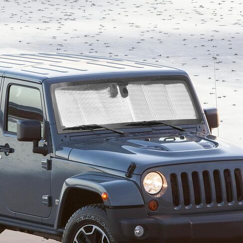 Jimen متوافق مع Jeep Wrangler TJ JK JKU، حاجب الشمس للنافذة الأمامية والزجاج الأمامي والإكسسوارات الداخلية للسيارة لحرارة الشمس in Saudi Arabia