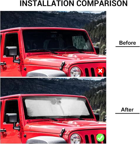 Jimen متوافق مع Jeep Wrangler TJ JK JKU، حاجب الشمس للنافذة الأمامية والزجاج الأمامي والإكسسوارات الداخلية للسيارة لحرارة الشمس in Saudi Arabia