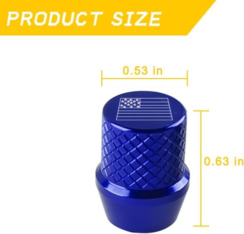 4PCS Car Tire Valve Stem Caps, Leakproof American Flag Automotive Tire Air Valves Stem Cover, Corrosion Resistant Vehicle Tire Air Caps Protector, Universal for RV, SUV, Truck (Yellow) in Kuwait