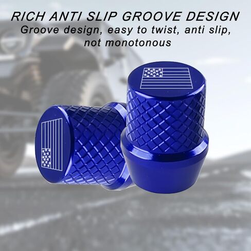 4PCS Car Tire Valve Stem Caps, Leakproof American Flag Automotive Tire Air Valves Stem Cover, Corrosion Resistant Vehicle Tire Air Caps Protector, Universal for RV, SUV, Truck (Yellow) in Kuwait