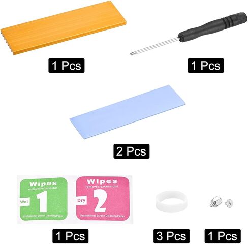 MECCANIXITY 1 Pack M.2 2280 Nvme SSD Heatsink Cooler Alloy Aluminum Heat Sink with Mounting Screws Screwdriver Kit,1mm,1.5mm Thermal Pad, for PC Laptop, Red in Saudi Arabia