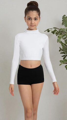 Tegmk Girls' Team Basic Turtleneck Long Sleeve Leotard with Durable Snaps, Front Lining, Zipper Back in Kuwait