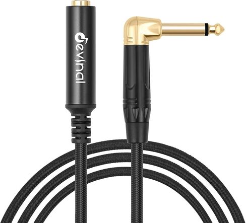Devinal Right Angle 1/4 Inch TS Male to 1/4 Inch TS Female Cable, 6.35mm Mono Connector Patch Extension Adapter Best for V Shape Guitar 1 FT 2 pcs in Saudi Arabia