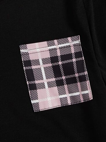 Verdusa Women's 3 Piece Cute Pajama Sets Plaid Pajama Pants Short Sleeve T Shirt Lounge Pj Sets in Saudi Arabia
