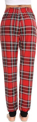 Vlazom Women Plaid Pajama Pants Comfy Lounge Pants Sleep Pj Bottoms Jogger Trousers with Pockets Drawstring in Kuwait