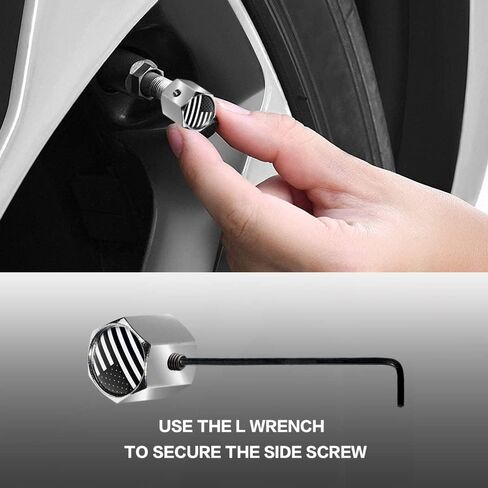 5 Pack Tire Valve Stem Caps,American Flag Tire Valve Cap Cover with Plastic Liner,Tire Caps Corrosion Resistant Leak-Proof Anti-Rust Screw-On,Universal Fit for Cars, Bicycles,Trucks (4 Silver) in Saudi Arabia