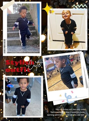 BOMDEALS Toddler Boys Clothes Colorblock Long Sleeve Casual Sweatshirt Contrast Sideseam Sweatpants Outfits 2Pcs Tracksuits in Kuwait