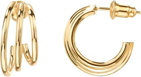 PAVOI 14K Gold Plated Sterling Silver Post Split Huggie Earrings | Rose/White/Yellow Gold Earrings for Women in Kuwait
