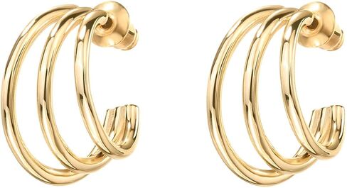 PAVOI 14K Gold Plated Sterling Silver Post Split Huggie Earrings | Rose/White/Yellow Gold Earrings for Women in Kuwait
