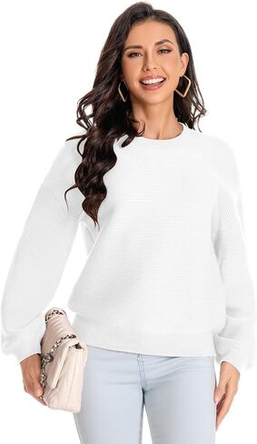 Winter Sweater for Women Long Sleeve Oversized Pullover 2024 Trendy Tops Knit Crop Crewneck Sweater in Saudi Arabia