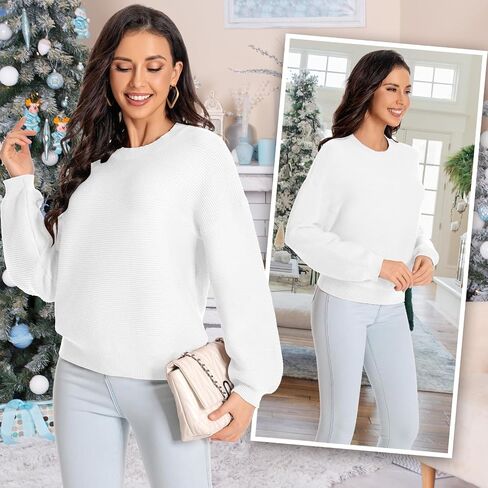 Winter Sweater for Women Long Sleeve Oversized Pullover 2024 Trendy Tops Knit Crop Crewneck Sweater in Saudi Arabia