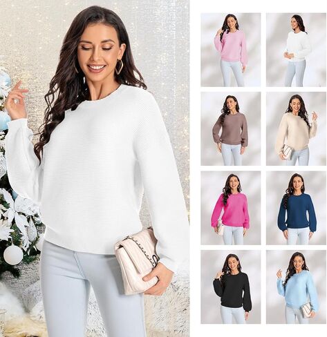 Winter Sweater for Women Long Sleeve Oversized Pullover 2024 Trendy Tops Knit Crop Crewneck Sweater in Saudi Arabia