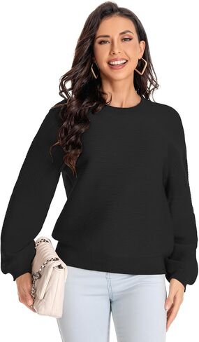 Winter Sweater for Women Long Sleeve Oversized Pullover 2024 Trendy Tops Knit Crop Crewneck Sweater in Saudi Arabia