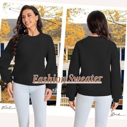 Winter Sweater for Women Long Sleeve Oversized Pullover 2024 Trendy Tops Knit Crop Crewneck Sweater in Saudi Arabia
