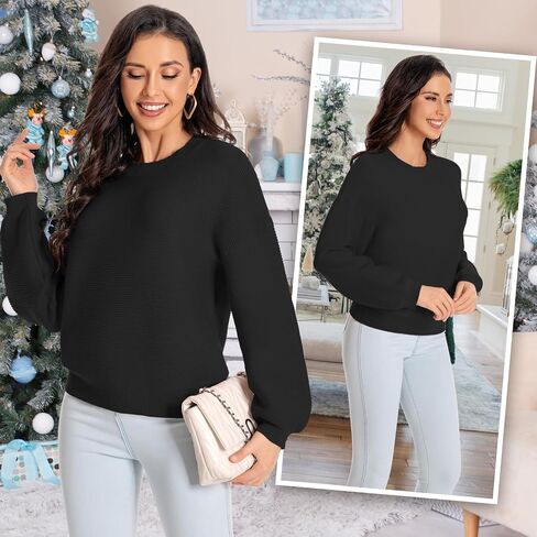 Winter Sweater for Women Long Sleeve Oversized Pullover 2024 Trendy Tops Knit Crop Crewneck Sweater in Saudi Arabia