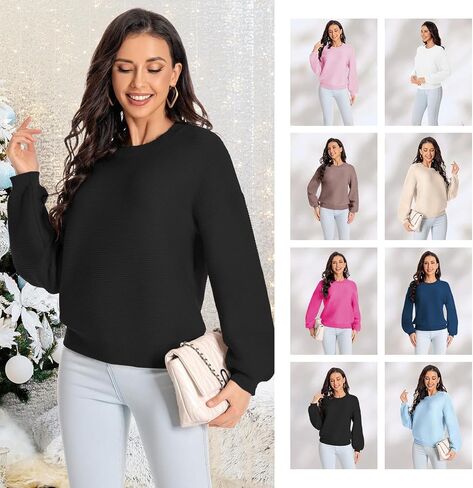 Winter Sweater for Women Long Sleeve Oversized Pullover 2024 Trendy Tops Knit Crop Crewneck Sweater in Saudi Arabia