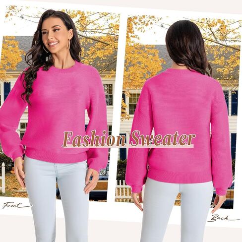 Winter Sweater for Women Long Sleeve Oversized Pullover 2024 Trendy Tops Knit Crop Crewneck Sweater in Saudi Arabia