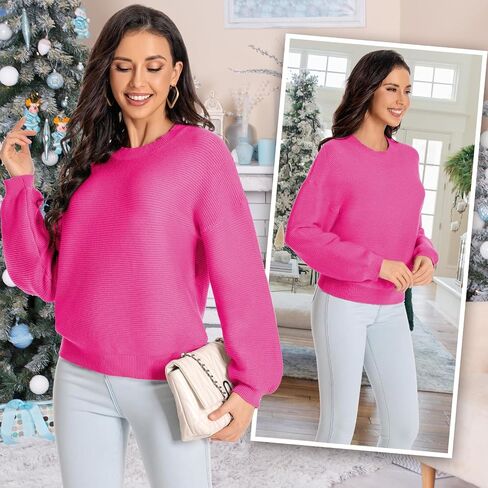 Winter Sweater for Women Long Sleeve Oversized Pullover 2024 Trendy Tops Knit Crop Crewneck Sweater in Saudi Arabia