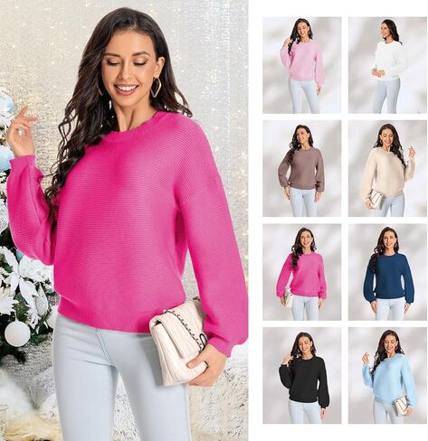 Winter Sweater for Women Long Sleeve Oversized Pullover 2024 Trendy Tops Knit Crop Crewneck Sweater in Saudi Arabia