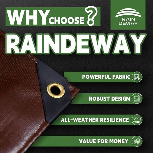 RAINDEWAY 4x20 Feet Super Heavy Duty Tarp 18 Mil, UV Resistant, Weatherproof, Multipurpose Waterproof Poly Tarp with Grommets and Reinforced Edges, Brown/Gray Tarp in Kuwait