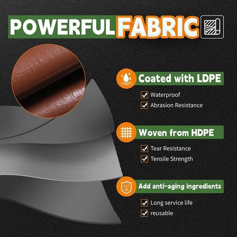 RAINDEWAY 4x20 Feet Super Heavy Duty Tarp 18 Mil, UV Resistant, Weatherproof, Multipurpose Waterproof Poly Tarp with Grommets and Reinforced Edges, Brown/Gray Tarp in Kuwait