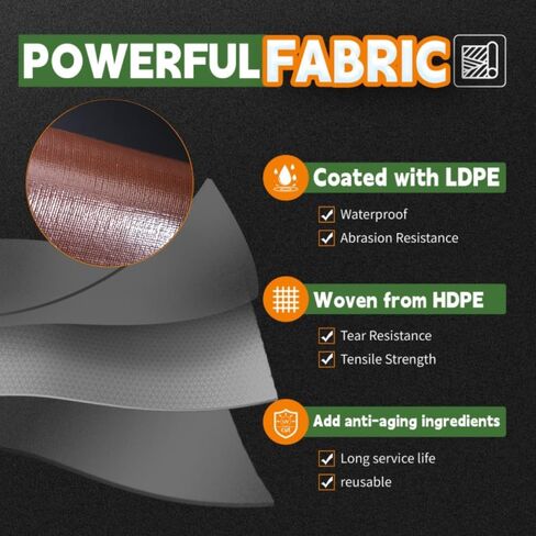 RAINDEWAY 4x20 Feet Super Heavy Duty Tarp 18 Mil, UV Resistant, Weatherproof, Multipurpose Waterproof Poly Tarp with Grommets and Reinforced Edges, Brown/Gray Tarp in Kuwait