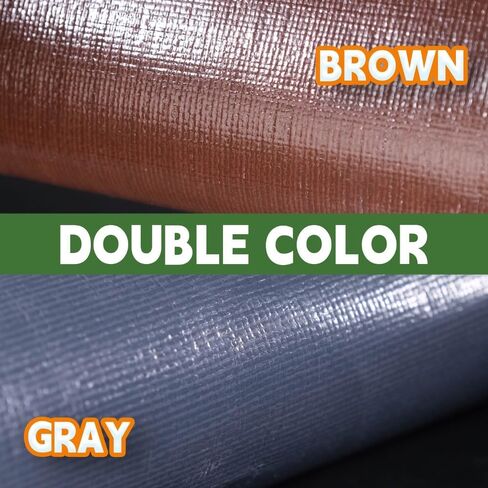 RAINDEWAY 4x20 Feet Super Heavy Duty Tarp 18 Mil, UV Resistant, Weatherproof, Multipurpose Waterproof Poly Tarp with Grommets and Reinforced Edges, Brown/Gray Tarp in Kuwait