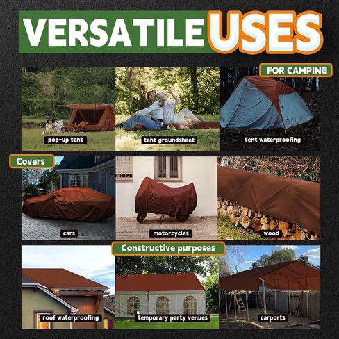 RAINDEWAY 4x20 Feet Super Heavy Duty Tarp 18 Mil, UV Resistant, Weatherproof, Multipurpose Waterproof Poly Tarp with Grommets and Reinforced Edges, Brown/Gray Tarp in Kuwait