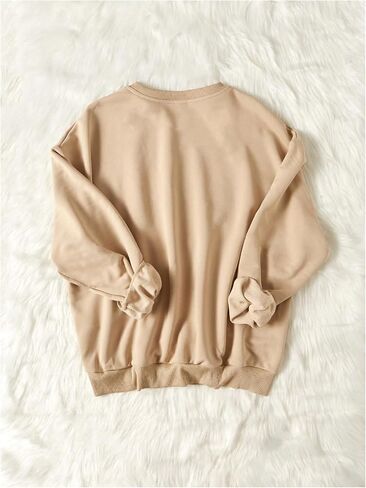 Women's Graphic Crew Neck Sweatshirt Long Sleeve Drop Shoulder Pullover Tops in Saudi Arabia