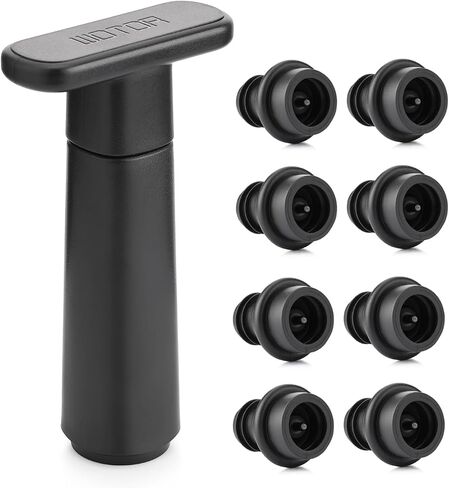 Wine Saver Vacuum Pump with 4 Stoppers, Wine Stopper, Wine Preserver, Reusable Bottle Sealer Keeps Wine Fresh, Ideal Wine Accessories Gift (Flat Handle) in Saudi Arabia